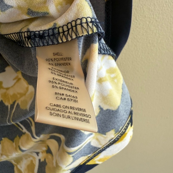 Calvin Klein Blue and Yellow Pleated Sleeveless Floral Blouse - Picture 4 of 9